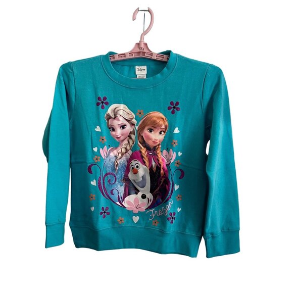 Disney Other - Disney Frozen Elsa Anna Olaf Girls Teal Sweatshirt Size Large New Without Tags